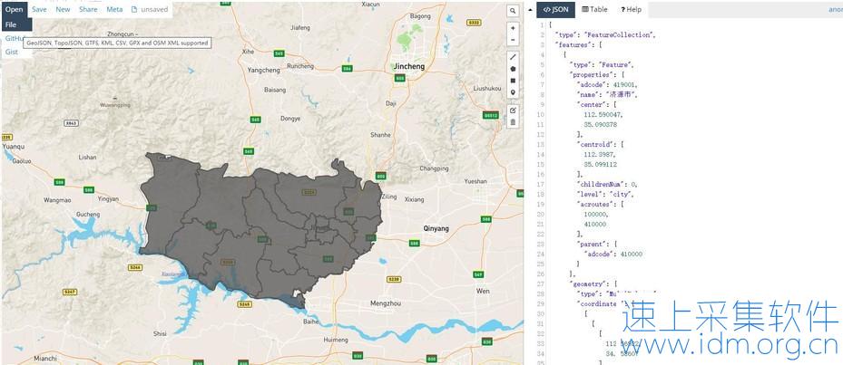 县镇街道百度地图的geojson格式数据采集方法  第3张